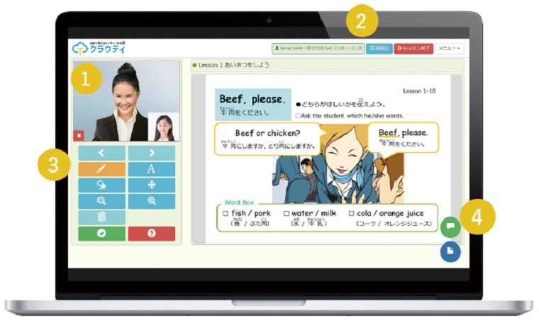 子供オンライン英会話毎日-クラウティlesson画面